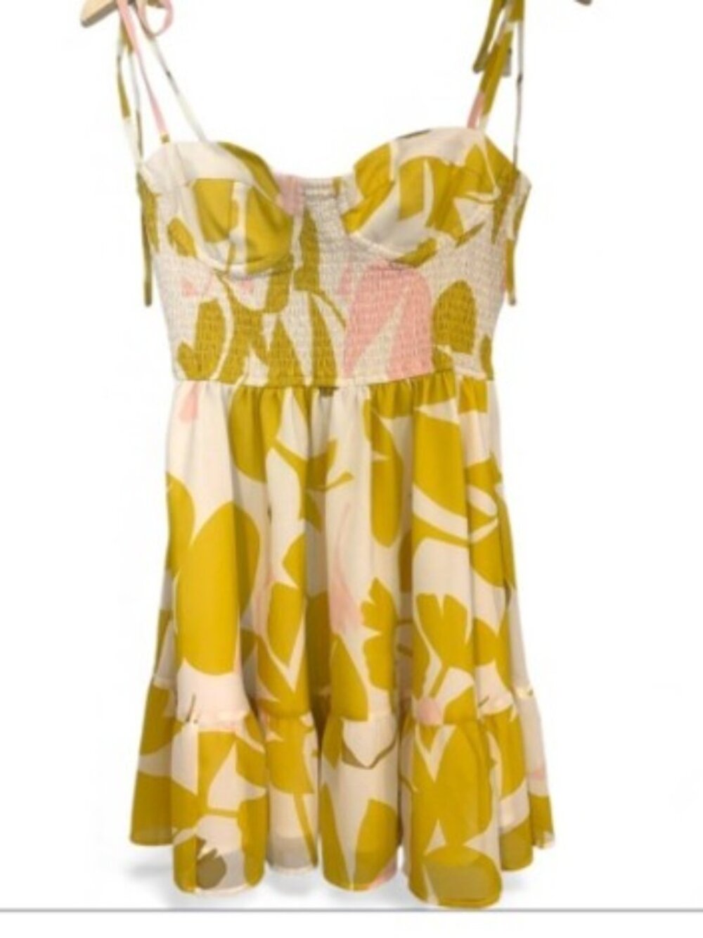 Hutch Anthropologie Smocked Corset Abstract Floral Mini Dress - Small
